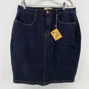 Hybrid‎ & Company Dark Wash Denim Skirt Size 18 Knee Length Classic Fit Casual
